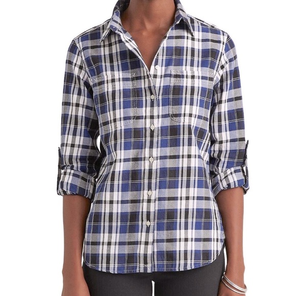 Ralph Lauren Blue & White Plaid Button Down Shirt Relaxed Notched Collar Size XL - Picture 1 of 8